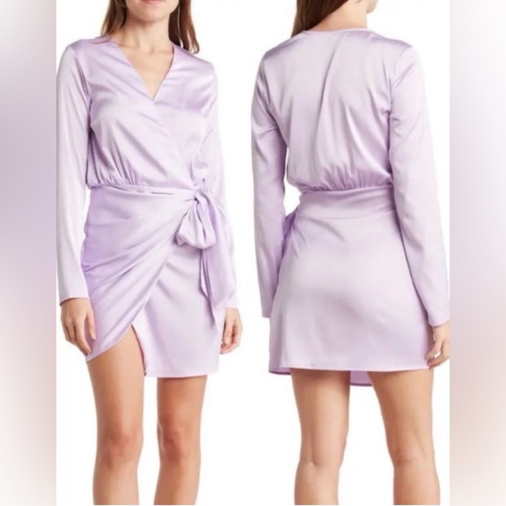 Lilac Long Sleeve Wrap Mini Dress / NORDSTROM